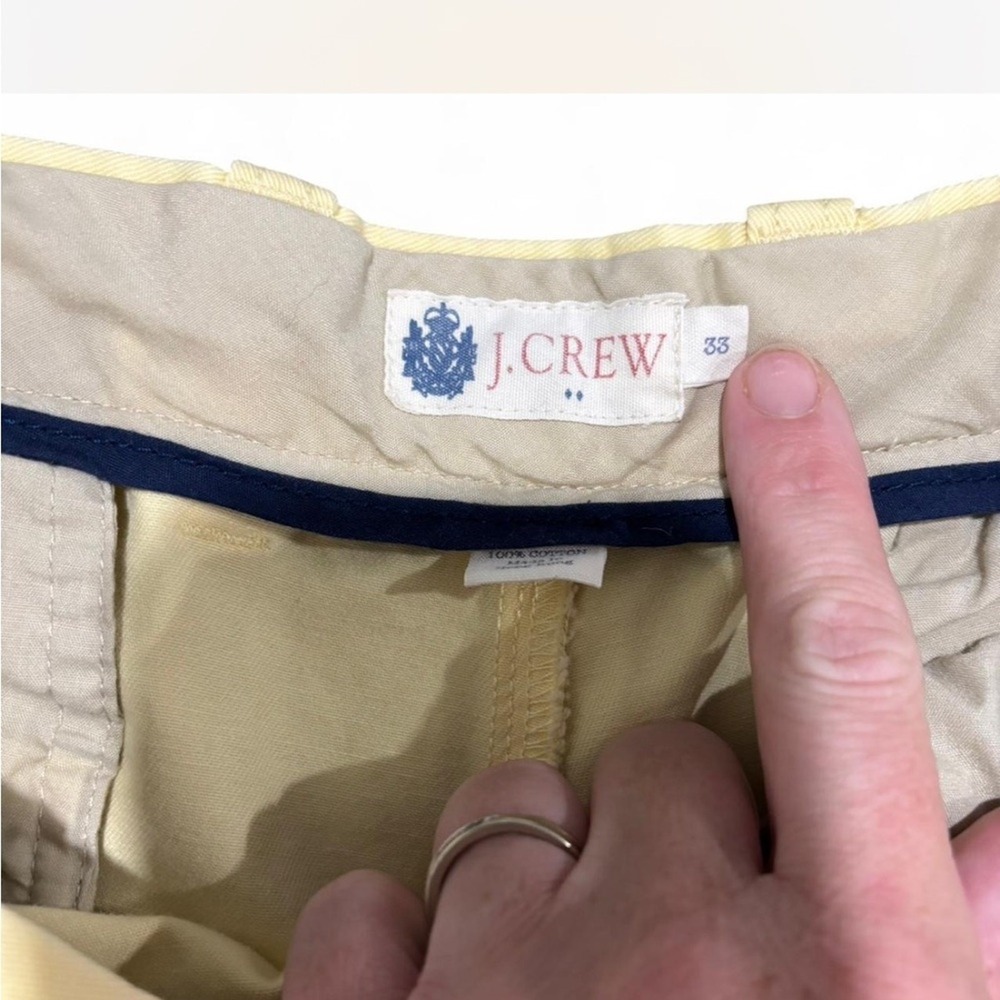 J. Crew Chino Shorts Yellow Embroidered Dog Print Men's Size 33 - Picture 4 of 5